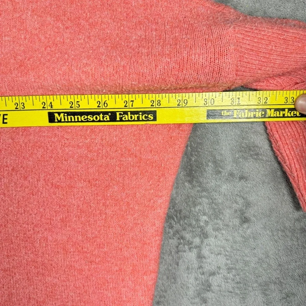 Anthropologie XS Coral‎ Pink Open Front Cardigan Shawl Collar Textured Knit
